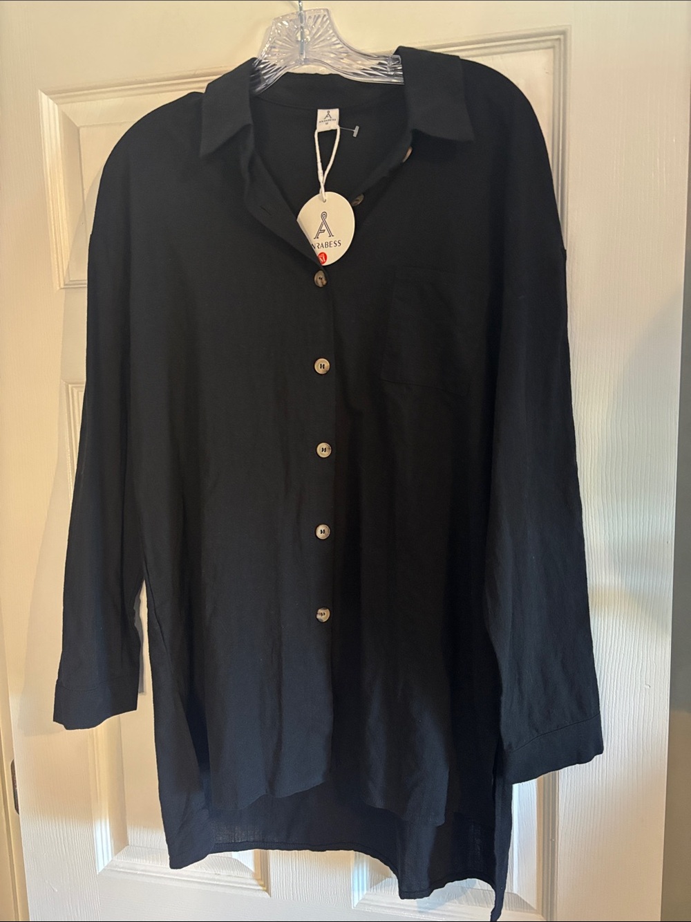 Black Button-Front Women’s Tunic Shirt